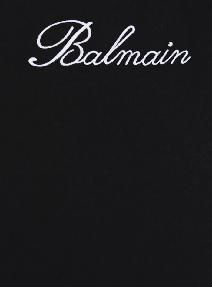 Balmain Kids Shortsleeved Signature Rhinestone Tshirt Black