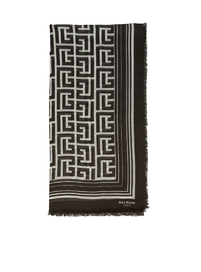 Balmain Scarves Women Monogrammed Scarf Black