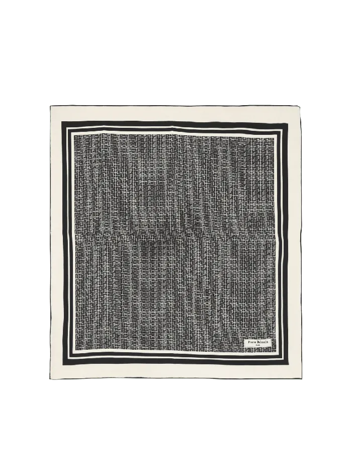 Balmain Scarves Women Square Silk Scarf With Monogram Print Black