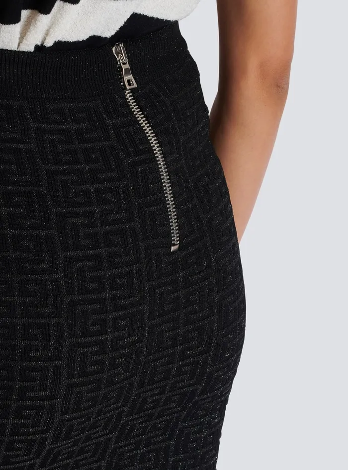 Balmain Skirts Women PB Labyrinth Knit Skirt Black