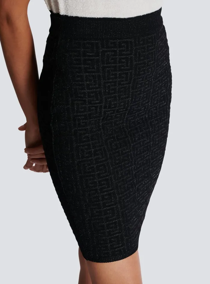 Balmain Skirts Women PB Labyrinth Knit Skirt Black