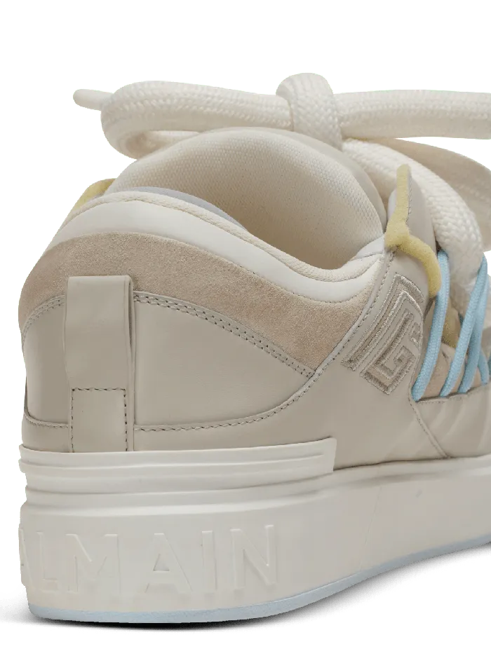 Balmain Sneakers Men BCourt Puffy Skate Sneakers In Calfskin And Suede Grey