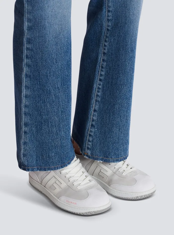 Balmain Sneakers Women Swan Sneakers In Calfskin And Suede White
