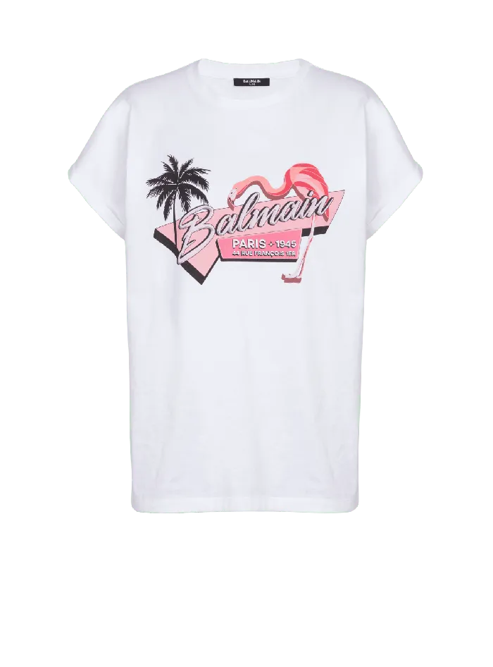 Balmain TShirts Women Flamingo Tshirt White