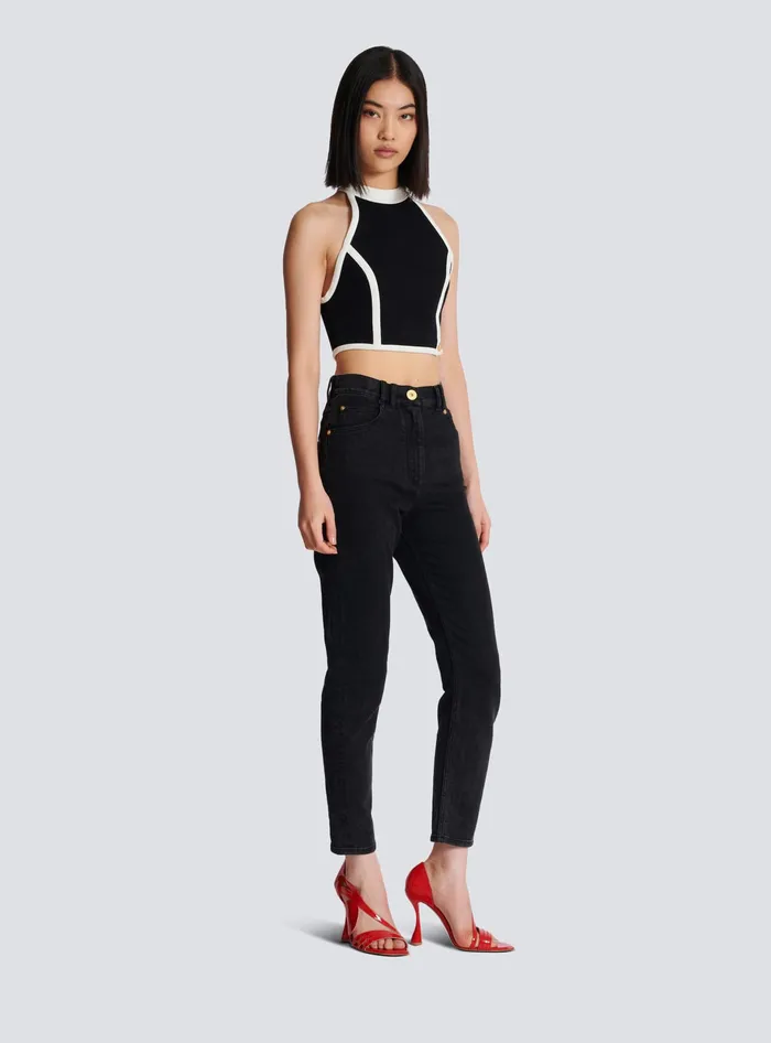 Balmain Tops And Shirts Women Twotone Top Black