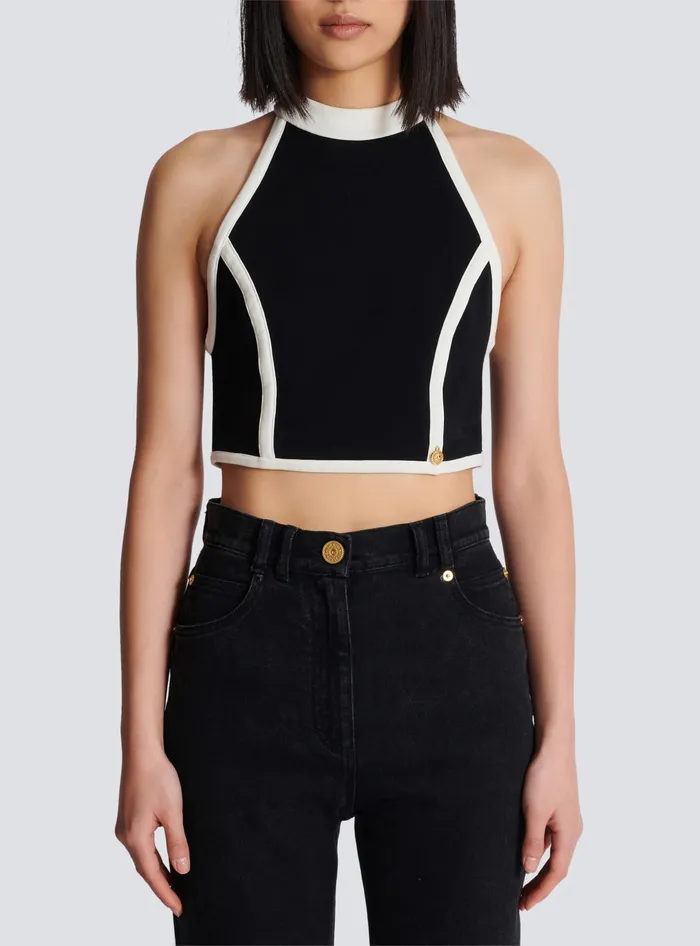 Balmain Tops And Shirts Women Twotone Top Black