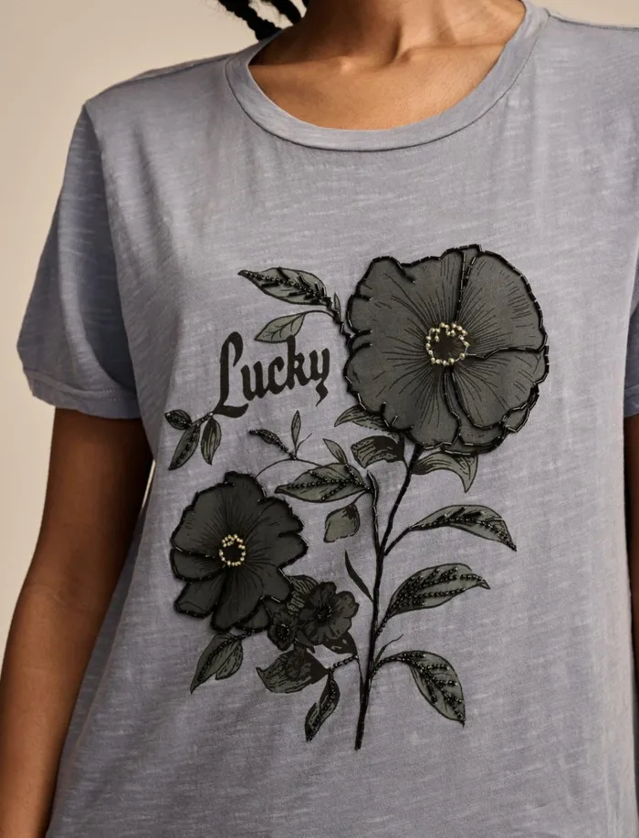 Beaded Lucky Floral Classic Crew Tempest Women Lucky Brand Graphic Tees