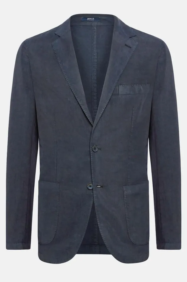 Blazers Men Boggi Milano Blue TencelLinenCotton Jacket Blue Blazers Men Boggi Milano Blue TencelLinenCotton Jacket Blue