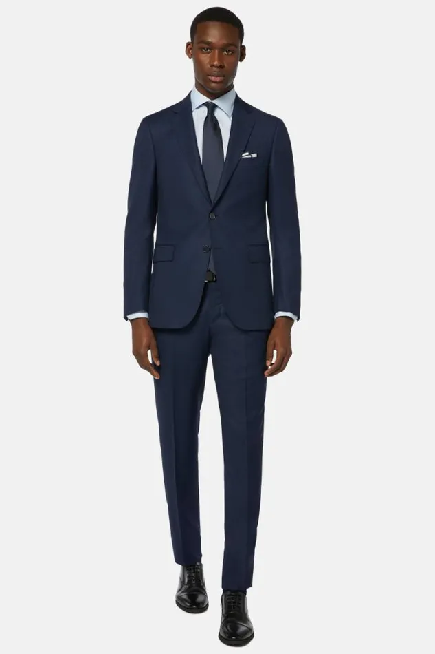 Blazers Men Boggi Milano Cornflower Blue Birdseye Jacket In Super 110 Wool Bluette