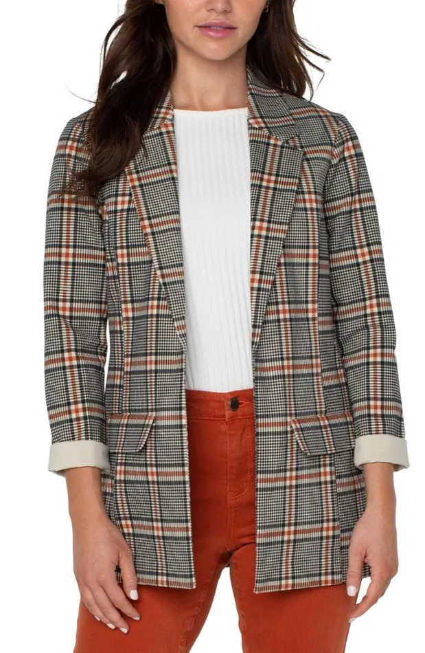 BLAZERS Women Liverpool Los Angeles BOYFRIEND BLAZER WITH PATTERN Black Cinnamon Tartan Plaid BLAZERS Women Liverpool Los Angeles BOYFRIEND BLAZER WITH PATTERN Black Cinnamon Tartan Plaid