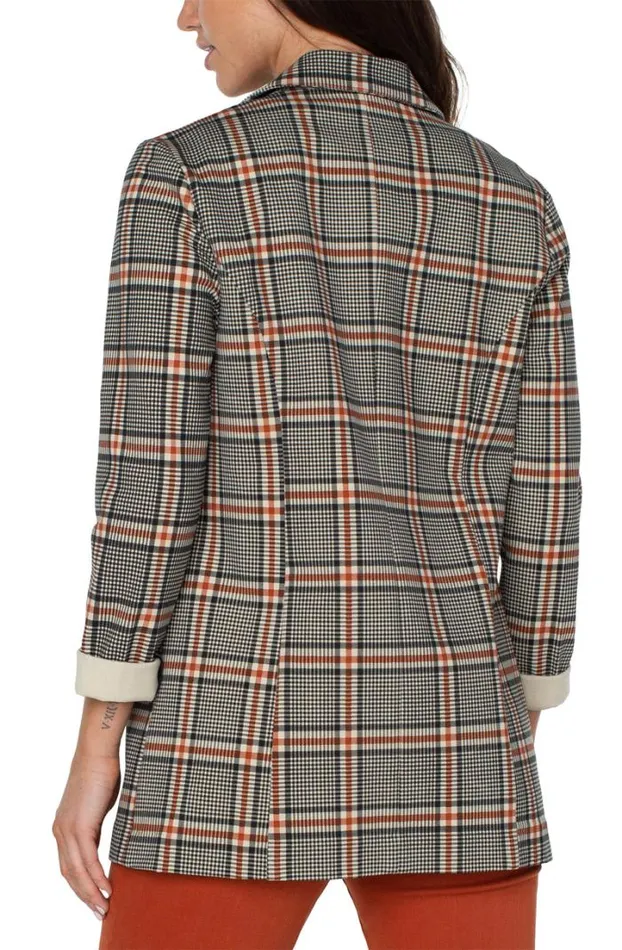 BLAZERS Women Liverpool Los Angeles BOYFRIEND BLAZER WITH PATTERN Black Cinnamon Tartan Plaid
