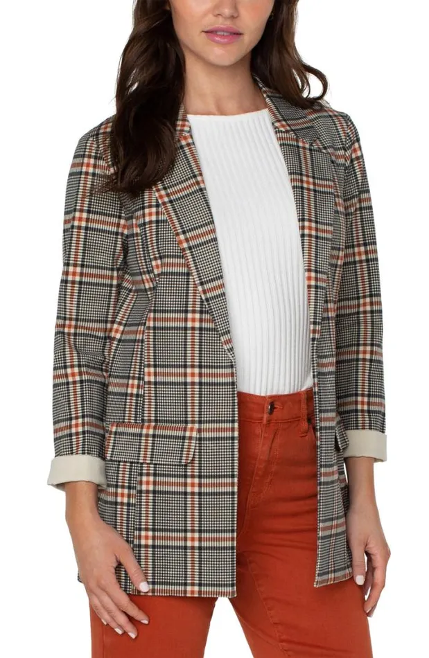 BLAZERS Women Liverpool Los Angeles BOYFRIEND BLAZER WITH PATTERN Black Cinnamon Tartan Plaid
