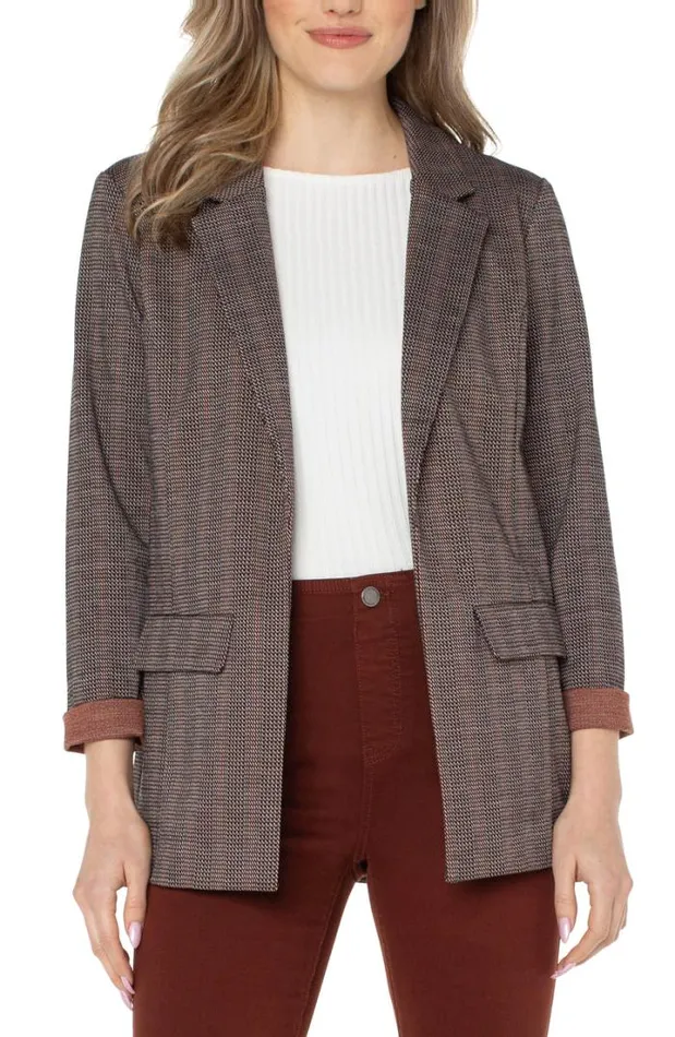 BLAZERS Women Liverpool Los Angeles BOYFRIEND BLAZER WITH PRINCESS DART PATTERN KNIT Black Brick Jacquard BLAZERS Women Liverpool Los Angeles BOYFRIEND BLAZER WITH PRINCESS DART PATTERN KNIT Black Brick Jacquard