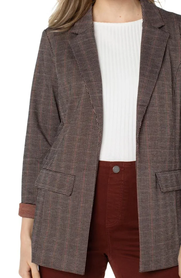 BLAZERS Women Liverpool Los Angeles BOYFRIEND BLAZER WITH PRINCESS DART PATTERN KNIT Black Brick Jacquard