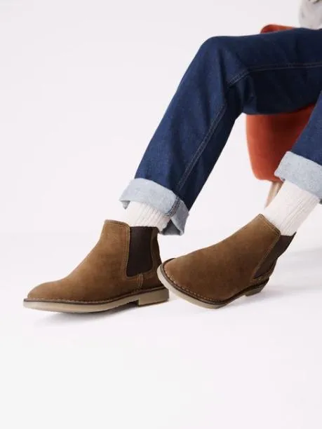 Boots Men Joules Tan Brown Suede Chelsea Boots