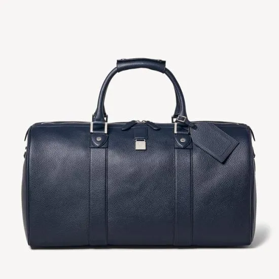 Boston Leather Travel Bag Navy Pebble Men Aspinal Of London Travel Bags