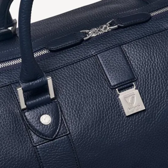 Boston Leather Travel Bag Navy Pebble Men Aspinal Of London Travel Bags
