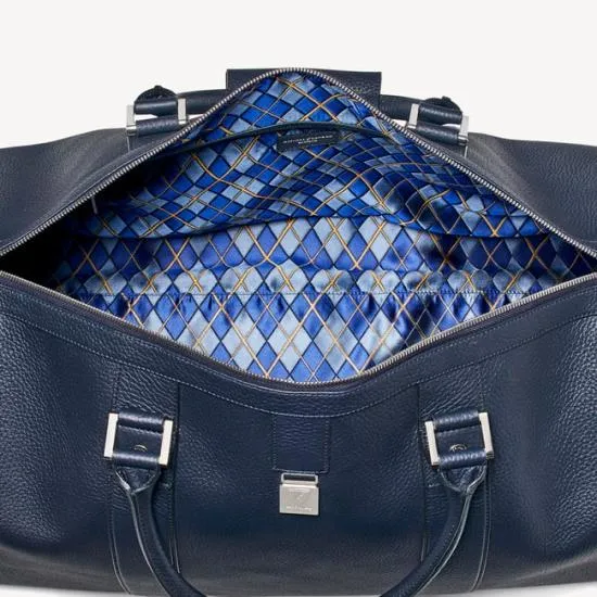 Boston Leather Travel Bag Navy Pebble Men Aspinal Of London Travel Bags
