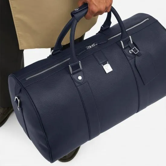 Boston Leather Travel Bag Navy Pebble Men Aspinal Of London Travel Bags