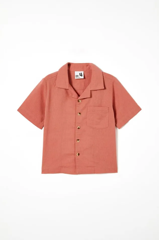Boys Shirts Cotton On Cabana Short Sleeve Shirt Faded Rose
