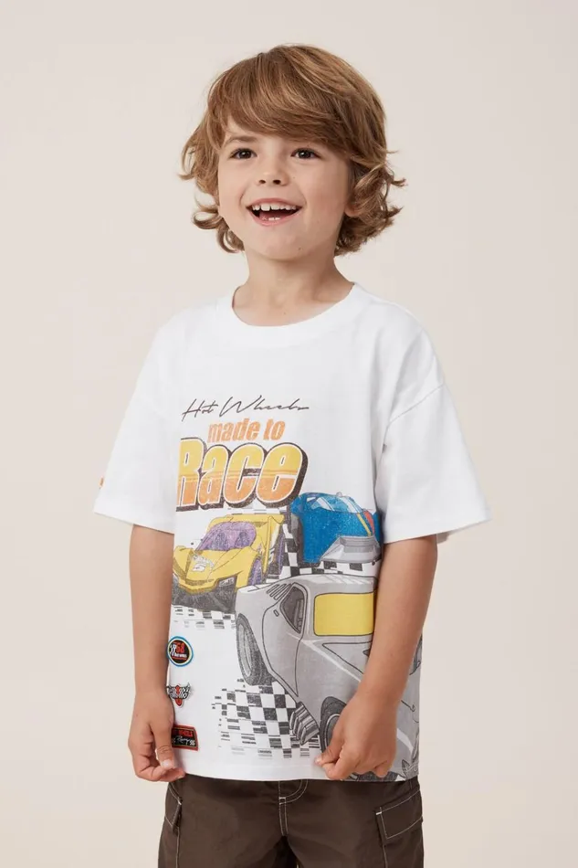 Boys Tops and TShirts Cotton On License Drop Shoulder Short Sleeve Tee Lcn Mat Whitehot Wheels Made To Race Boys Tops and TShirts Cotton On License Drop Shoulder Short Sleeve Tee Lcn Mat Whitehot Wheels Made To Race