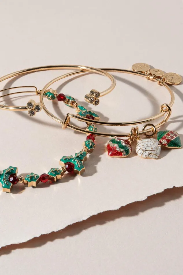 Bracelets Women Alex And Ani Holiday Ornament Charm Bangle Gold