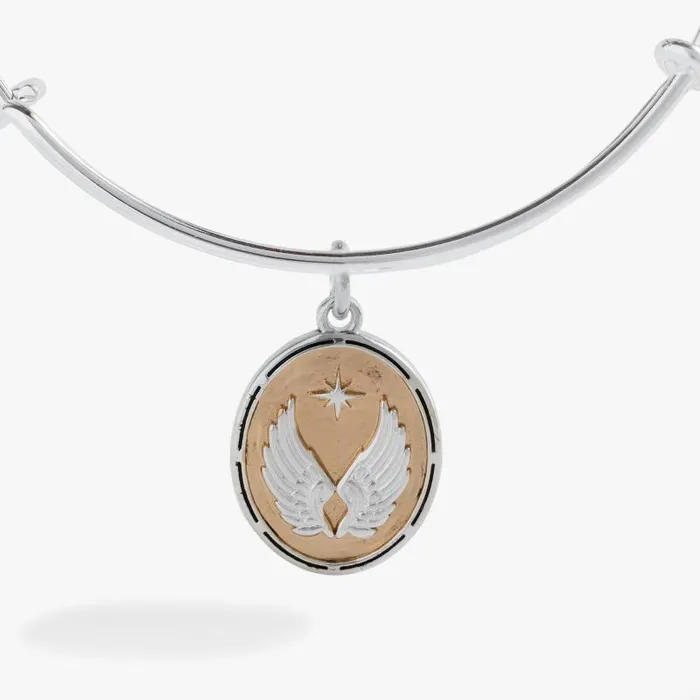 Bracelets Women Alex And Ani TwoTone Guardian Angel Bangle Silver