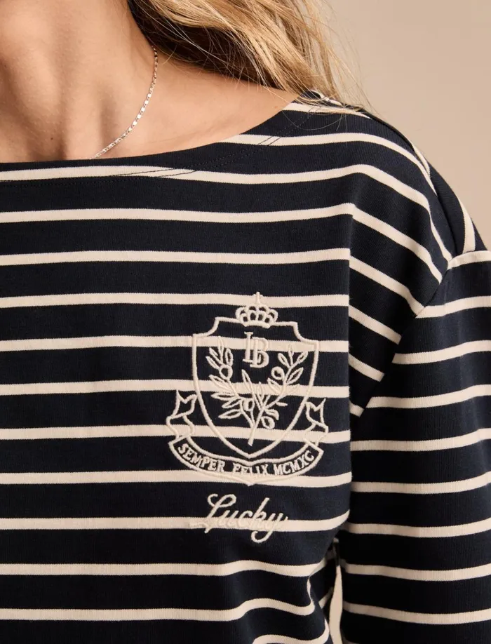 Breton Long Sleeve Tee Navy Stripe Women Lucky Brand Knit Tops