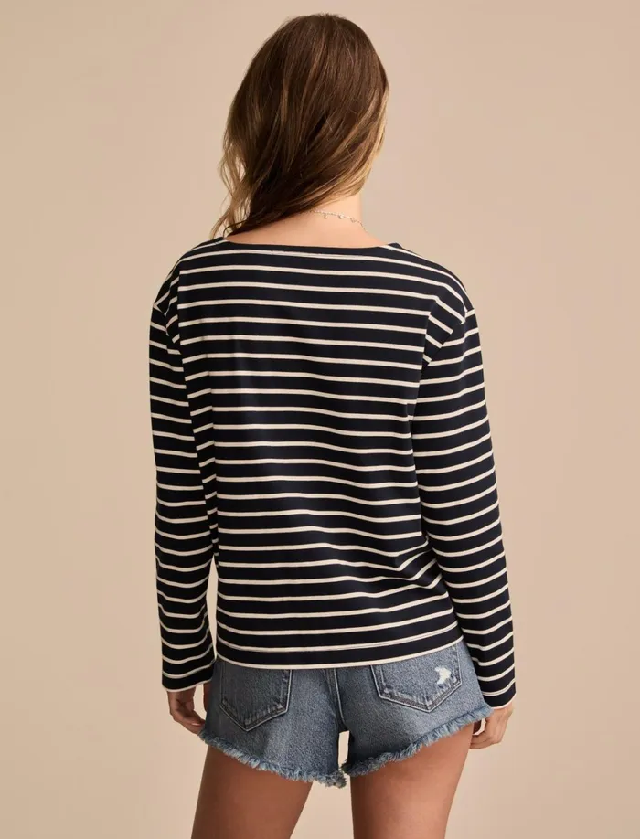 Breton Long Sleeve Tee Navy Stripe Women Lucky Brand Knit Tops