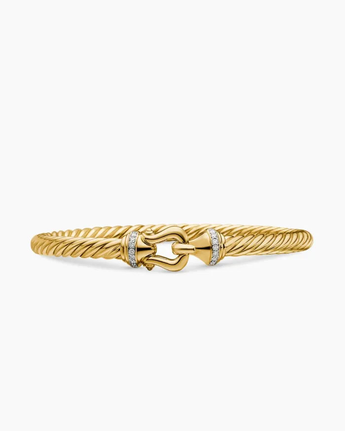 Buckle Cablespira Bracelet In 18K Yellow Gold With Diamonds 5mm Women David Yurman Bangle Buckle Cablespira Bracelet In 18K Yellow Gold With Diamonds 5mm Women David Yurman Bangle