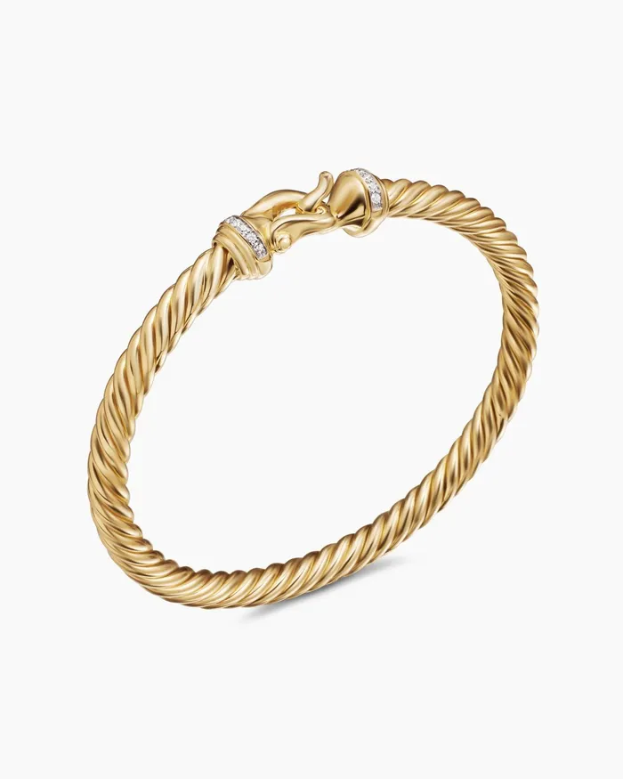 Buckle Cablespira Bracelet In 18K Yellow Gold With Diamonds 5mm Women David Yurman Bangle Buckle Cablespira Bracelet In 18K Yellow Gold With Diamonds 5mm Women David Yurman Bangle