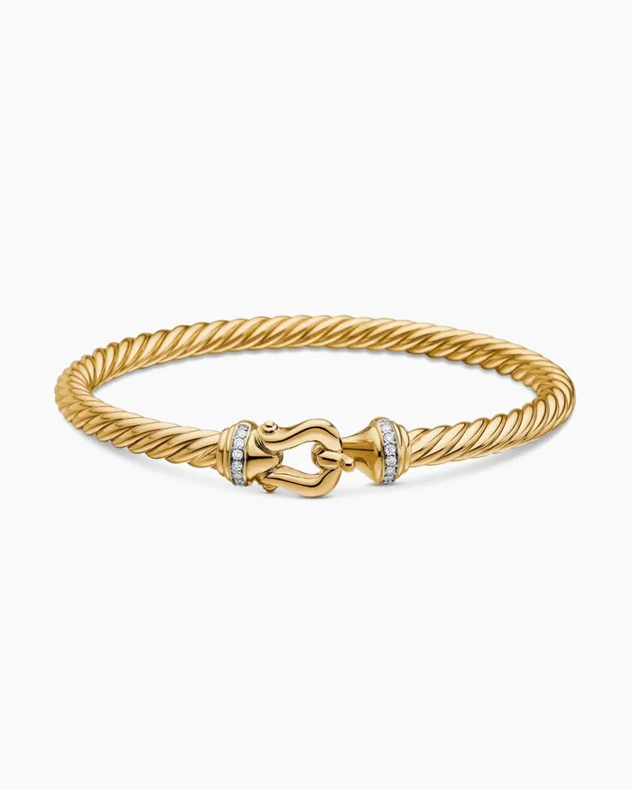 Buckle Cablespira Bracelet In 18K Yellow Gold With Diamonds 5mm Women David Yurman Bangle Buckle Cablespira Bracelet In 18K Yellow Gold With Diamonds 5mm Women David Yurman Bangle