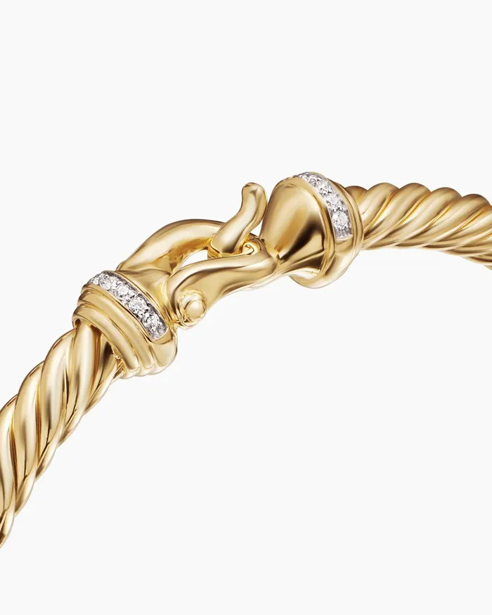 Buckle Cablespira Bracelet In 18K Yellow Gold With Diamonds 5mm Women David Yurman Bangle Buckle Cablespira Bracelet In 18K Yellow Gold With Diamonds 5mm Women David Yurman Bangle