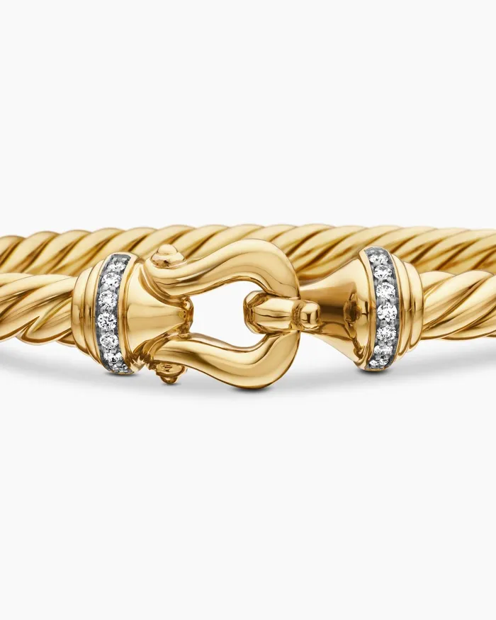 Buckle Cablespira Bracelet In 18K Yellow Gold With Diamonds 5mm Women David Yurman Bangle Buckle Cablespira Bracelet In 18K Yellow Gold With Diamonds 5mm Women David Yurman Bangle