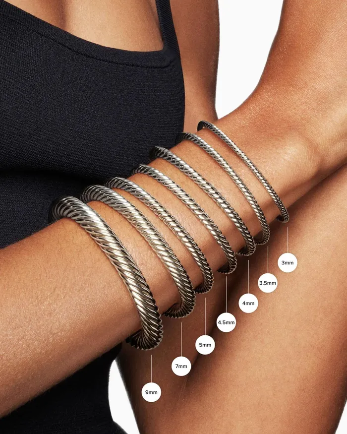 Buckle Classic Cable Bracelet In Sterling Silver With 18K Rose Gold 4mm Women David Yurman Bangle Buckle Classic Cable Bracelet In Sterling Silver With 18K Rose Gold 4mm Women David Yurman Bangle
