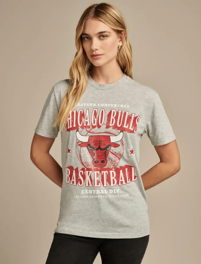 Bulls Graphic Tee 054 Gray Women Lucky Brand Graphic Tees