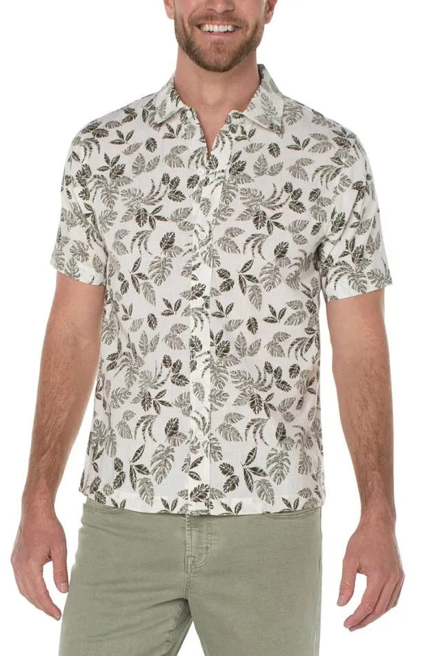 BUTTON DOWNS Men Liverpool Los Angeles PRINTED SHORT SLEEVE SHIRT Porcelain Olive BUTTON DOWNS Men Liverpool Los Angeles PRINTED SHORT SLEEVE SHIRT Porcelain Olive