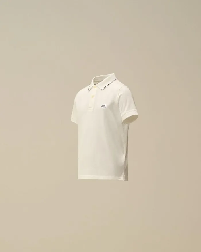 CP Company Clothing 23 U16 Stretch Piquet Striped Collar Polo Gauze White 8211 Kids CP Company Clothing 23 U16 Stretch Piquet Striped Collar Polo Gauze White 8211 Kids