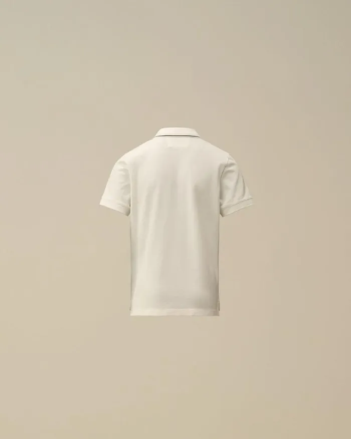 CP Company Clothing 23 U16 Stretch Piquet Striped Collar Polo Gauze White 8211 Kids