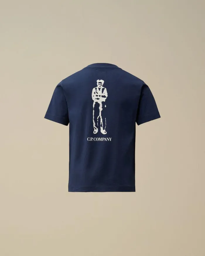 CP Company Clothing 48 U16 Cotton Jersey 301 British Sailor Logo TShirt Estate Blue 8211 Kids