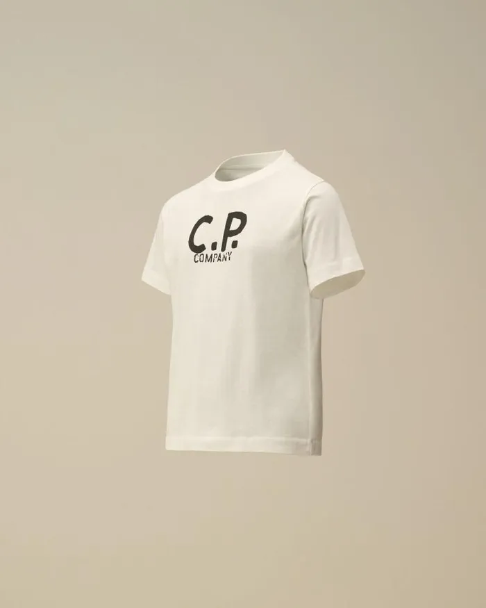 CP Company Clothing 48 U16 Cotton Jersey 301 Printed Logo TShirt Gauze White 8211 Kids CP Company Clothing 48 U16 Cotton Jersey 301 Printed Logo TShirt Gauze White 8211 Kids