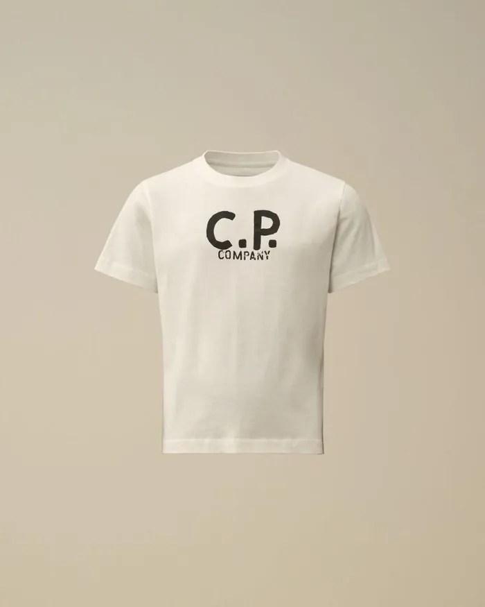 CP Company Clothing 48 U16 Cotton Jersey 301 Printed Logo TShirt Gauze White 8211 Kids