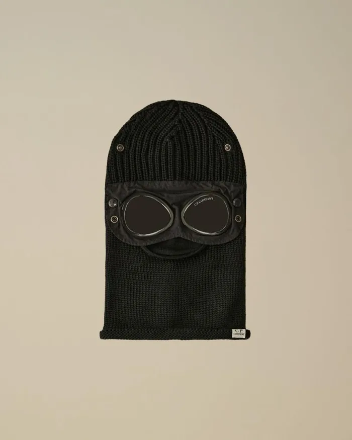 CP Company Hats Extra Fine Merino Wool Goggle Balaclava Black 8211 Man