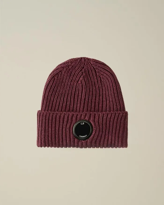 CP Company Hats Extra Fine Merino Wool Lens Beanie Potent Purple 8211 Man
