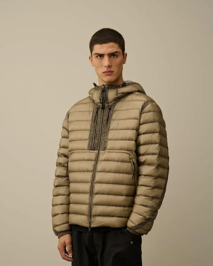 CP Company Jacket and Coats DD Shell Goggle Down Jacket Vintage Khaki Beige 8211 Man