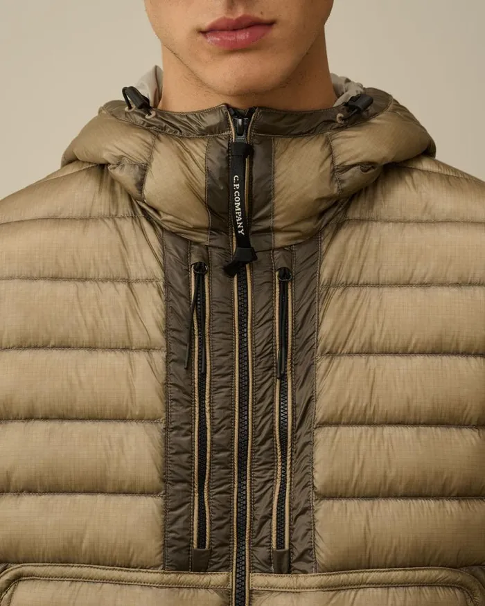 CP Company Jacket and Coats DD Shell Goggle Down Jacket Vintage Khaki Beige 8211 Man