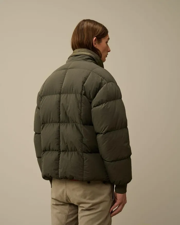CP Company Jacket and Coats Flatt Nylon Short Down Jacket Grape Leaf Green 8211 Man