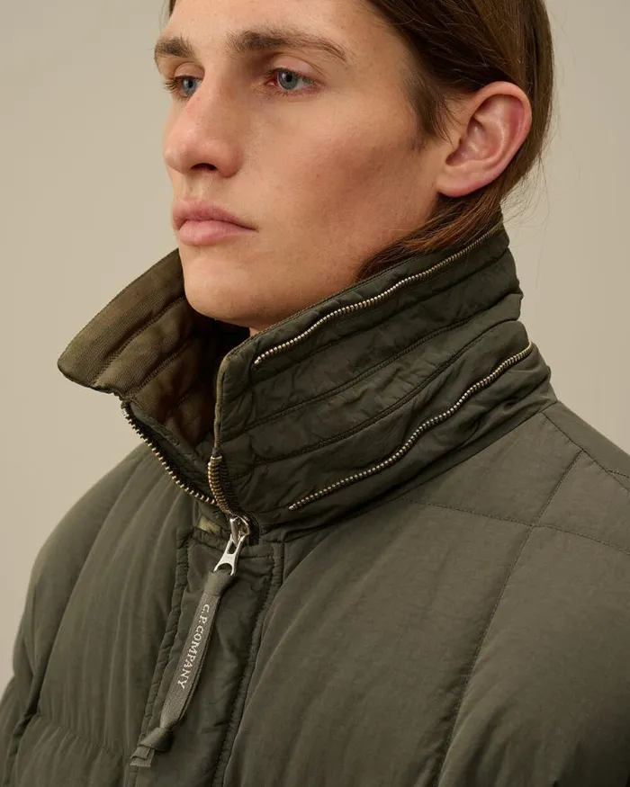 CP Company Jacket and Coats Flatt Nylon Short Down Jacket Grape Leaf Green 8211 Man