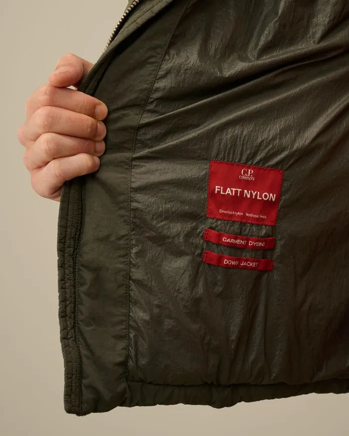 CP Company Jacket and Coats Flatt Nylon Short Down Jacket Grape Leaf Green 8211 Man