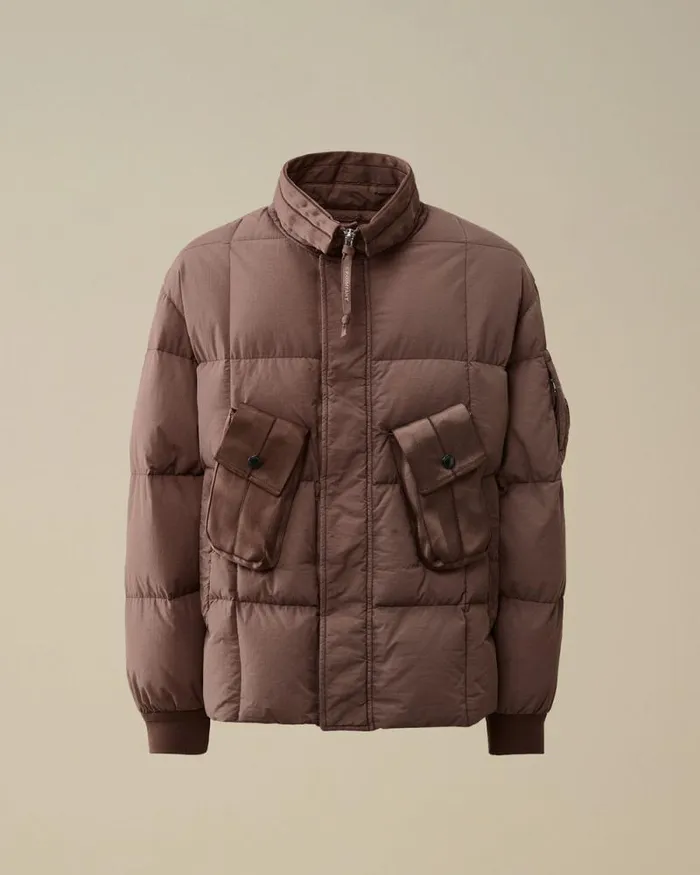 CP Company Jacket and Coats Flatt Nylon Short Down Jacket Purple Dove 8211 Man